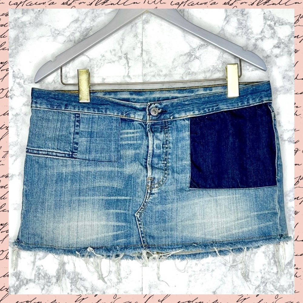 Levi’s 501 Button Fly Patchwork Frayed Raw Hem De… - image 9